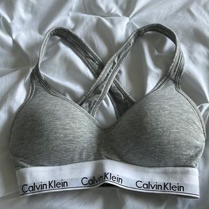 Calvin Klein Grey Padded Cross-Back Sports Bra
